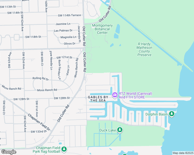 map of restaurants, bars, coffee shops, grocery stores, and more near 12595 Red Road in Coral Gables