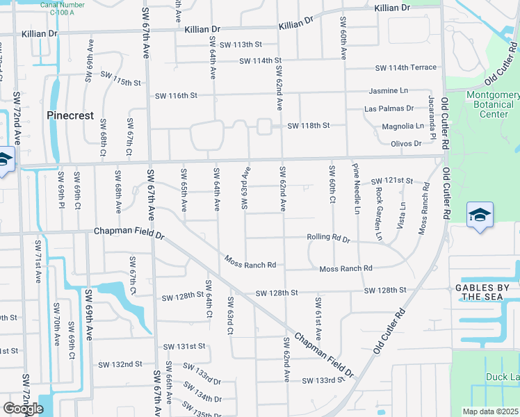 map of restaurants, bars, coffee shops, grocery stores, and more near 6225 Southwest 123rd Terrace in Miami