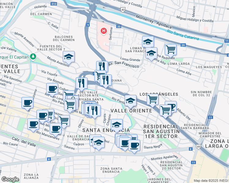 map of restaurants, bars, coffee shops, grocery stores, and more near in 