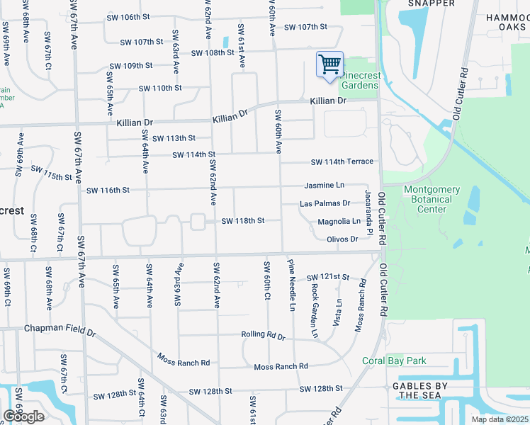 map of restaurants, bars, coffee shops, grocery stores, and more near 11760 Southwest 60th Avenue in Miami