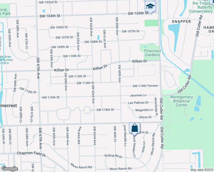 map of restaurants, bars, coffee shops, grocery stores, and more near 6060 Southwest 114th Street in Miami