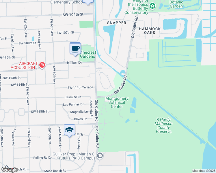 map of restaurants, bars, coffee shops, grocery stores, and more near 11411 Four Fillies Road in Miami