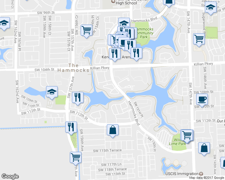 map of restaurants, bars, coffee shops, grocery stores, and more near 341 Southwest 107th Lane in Miami