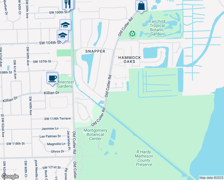 map of restaurants, bars, coffee shops, grocery stores, and more near 680 Destacada Avenue in Coral Gables