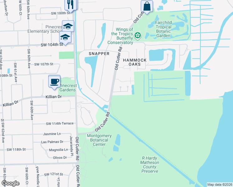 map of restaurants, bars, coffee shops, grocery stores, and more near 680 Destacada Avenue in Coral Gables