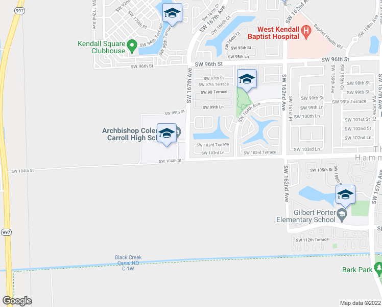 map of restaurants, bars, coffee shops, grocery stores, and more near 10370 Southwest 166th Court in Miami