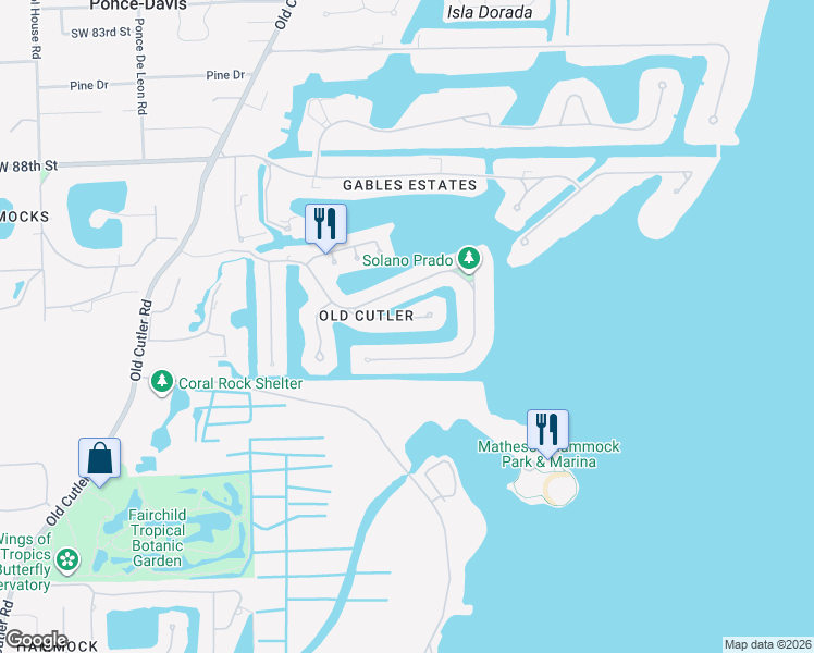 map of restaurants, bars, coffee shops, grocery stores, and more near 470 Marquesa Drive in Coral Gables
