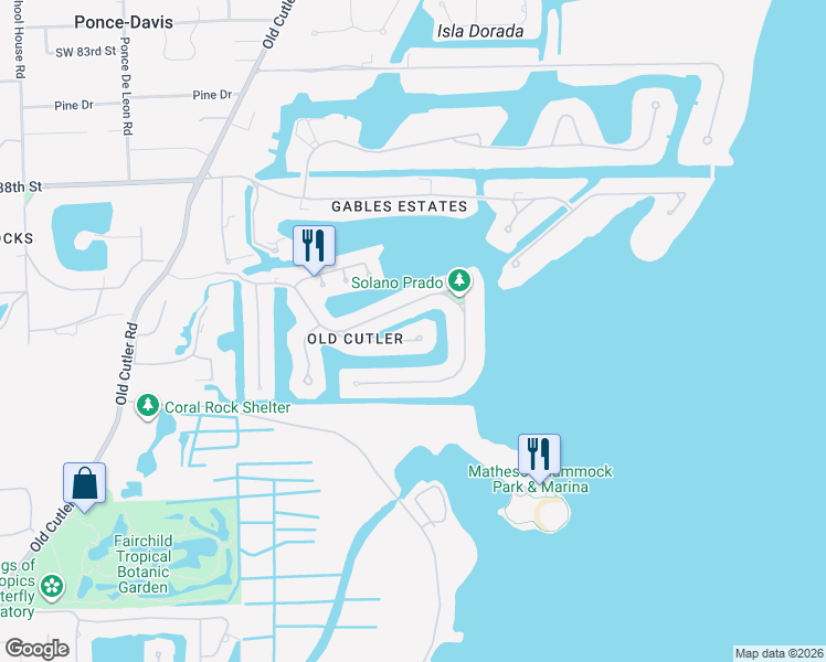 map of restaurants, bars, coffee shops, grocery stores, and more near 470 Marquesa Drive in Coral Gables