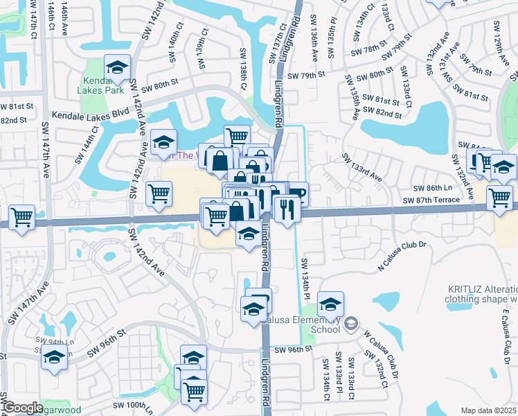 map of restaurants, bars, coffee shops, grocery stores, and more near 13701 Florida 94 in Miami