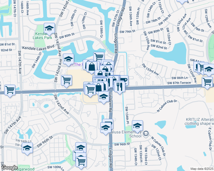 map of restaurants, bars, coffee shops, grocery stores, and more near 13701 Florida 94 in Miami