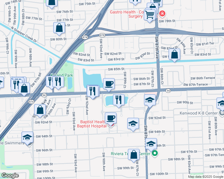 map of restaurants, bars, coffee shops, grocery stores, and more near in Kendall