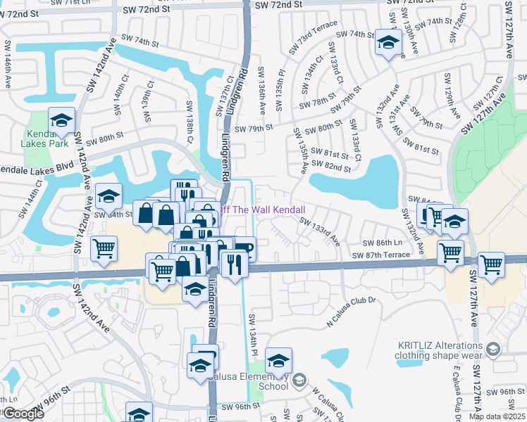 map of restaurants, bars, coffee shops, grocery stores, and more near 8420 Southwest 133rd Avenue Road in Miami