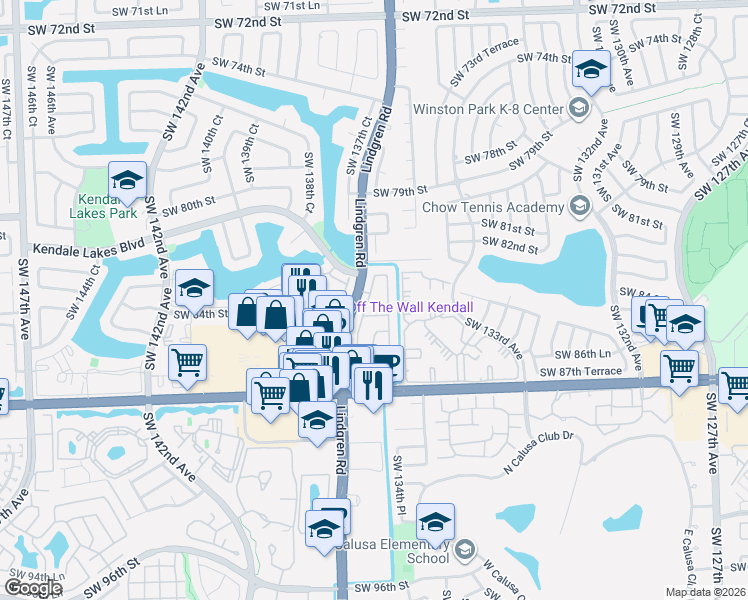 map of restaurants, bars, coffee shops, grocery stores, and more near 8355 Southwest 137th Avenue in Miami