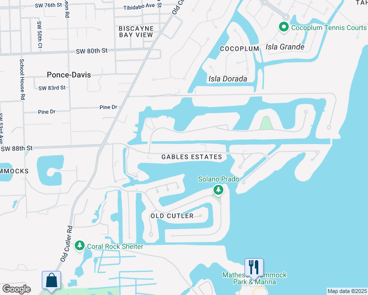 map of restaurants, bars, coffee shops, grocery stores, and more near 501 Arvida Parkway in Coral Gables