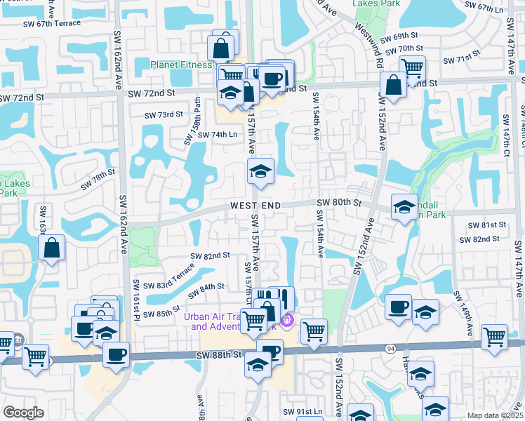 map of restaurants, bars, coffee shops, grocery stores, and more near in Miami-Dade County