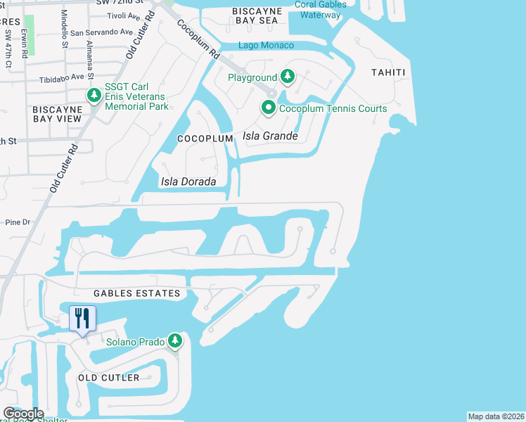 map of restaurants, bars, coffee shops, grocery stores, and more near 160 Casuarina Concourse in Coral Gables