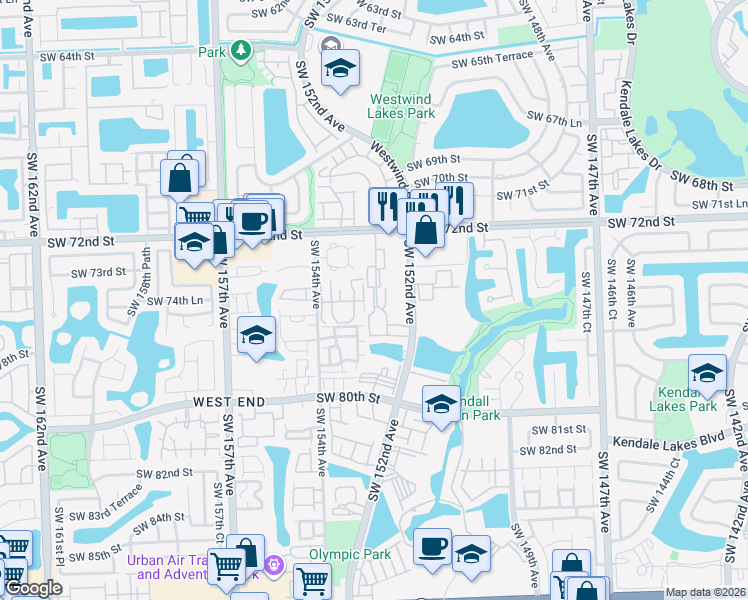 map of restaurants, bars, coffee shops, grocery stores, and more near in Miami