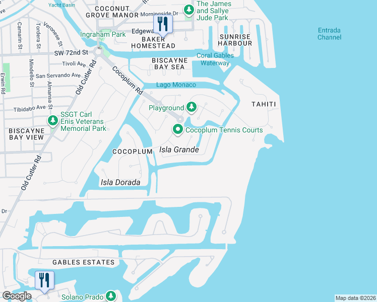 map of restaurants, bars, coffee shops, grocery stores, and more near 157 Paloma Drive in Coral Gables