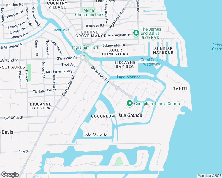 map of restaurants, bars, coffee shops, grocery stores, and more near 7103 Mira Flores Avenue in Coral Gables