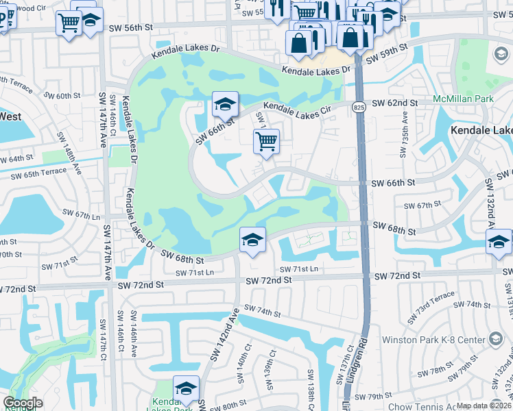 map of restaurants, bars, coffee shops, grocery stores, and more near 14034 Southwest 67th Terrace in Miami
