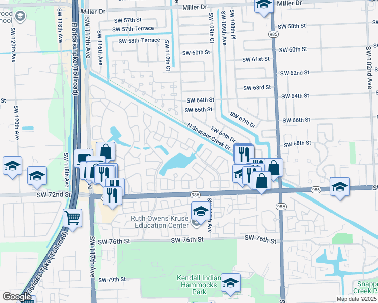 map of restaurants, bars, coffee shops, grocery stores, and more near 11116 Southwest 70th Terrace in Miami