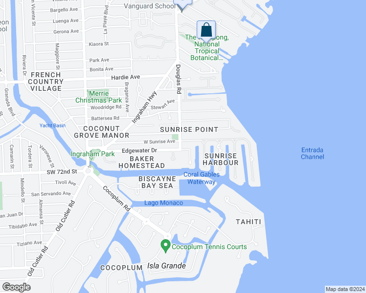 map of restaurants, bars, coffee shops, grocery stores, and more near in Coral Gables