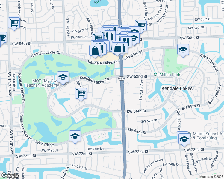 map of restaurants, bars, coffee shops, grocery stores, and more near 6231 Southwest 138th Court in Miami