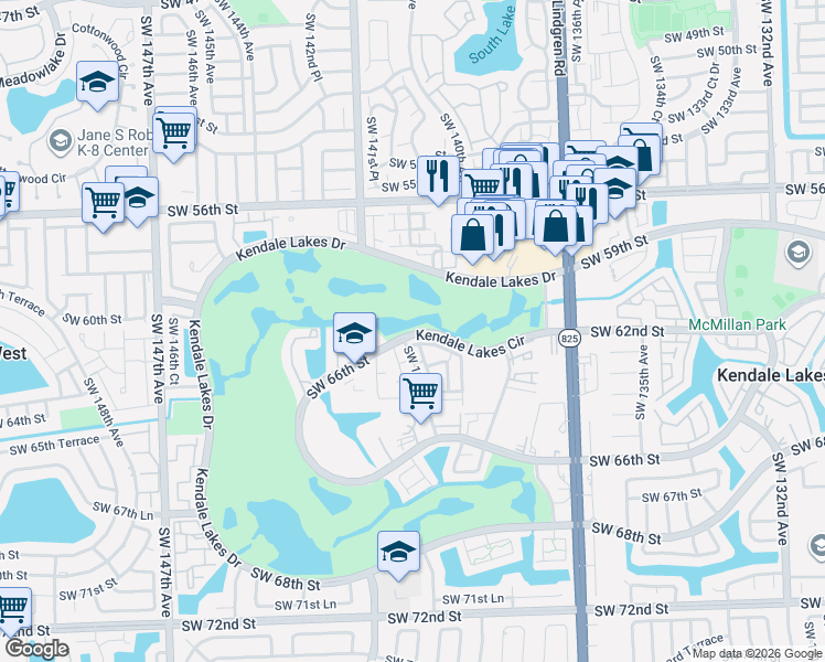 map of restaurants, bars, coffee shops, grocery stores, and more near 13905 Southwest 62nd Terrace in Miami