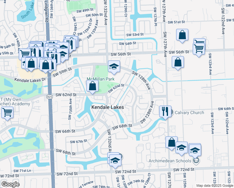map of restaurants, bars, coffee shops, grocery stores, and more near 6217 Southwest 131st Place in Miami