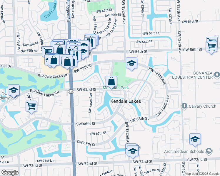 map of restaurants, bars, coffee shops, grocery stores, and more near 13306 Southwest 61st Terrace in Miami