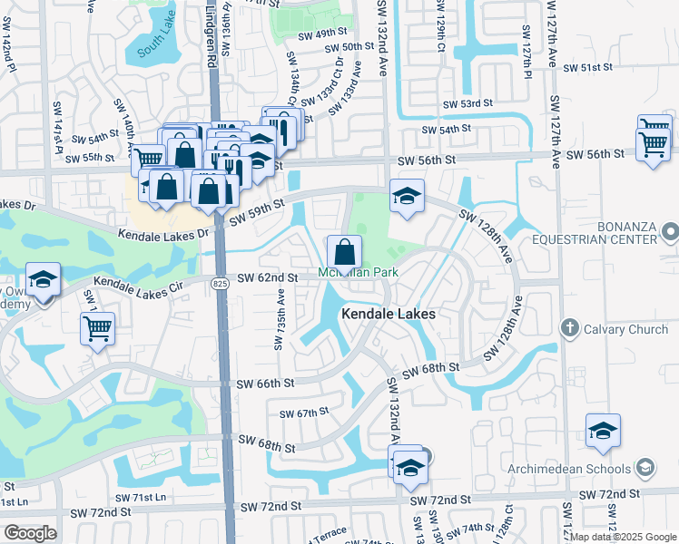 map of restaurants, bars, coffee shops, grocery stores, and more near 13306 Southwest 61st Terrace in Miami