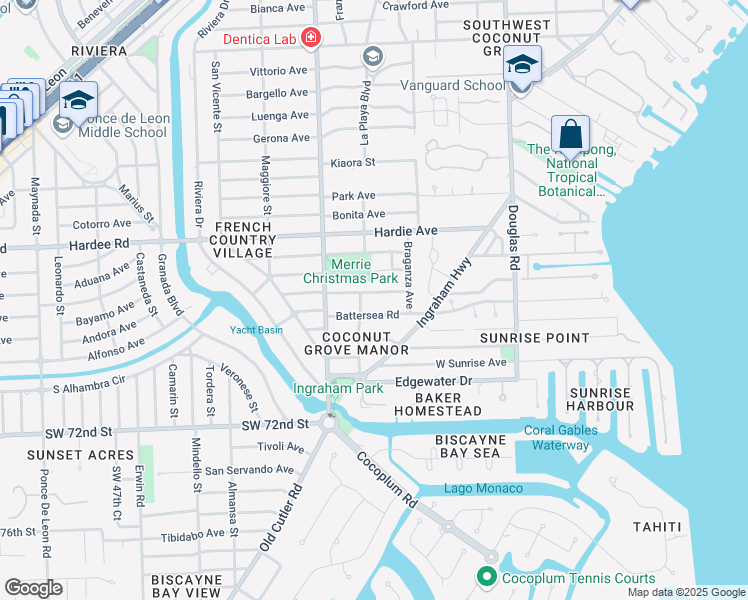map of restaurants, bars, coffee shops, grocery stores, and more near 4070 Woodridge Road in Miami