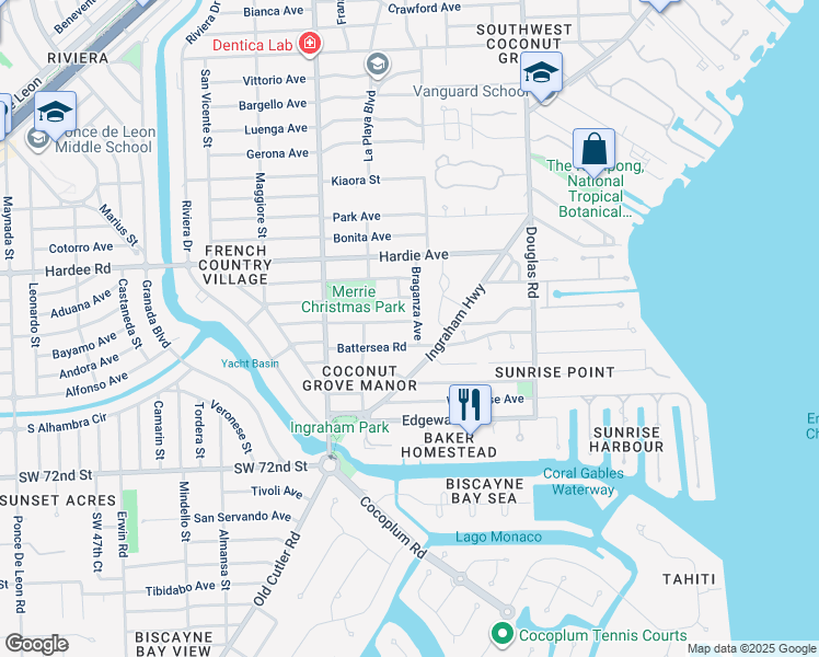map of restaurants, bars, coffee shops, grocery stores, and more near 4260 Braganza Avenue in Miami