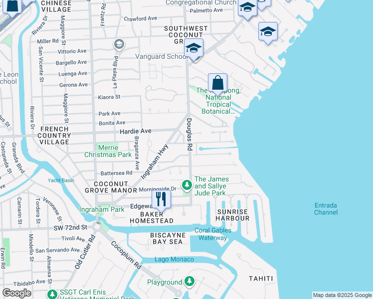map of restaurants, bars, coffee shops, grocery stores, and more near 3714 Matheson Avenue in Miami