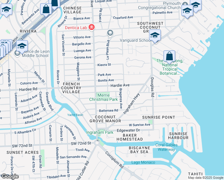 map of restaurants, bars, coffee shops, grocery stores, and more near 4091 Matheson Avenue in Miami