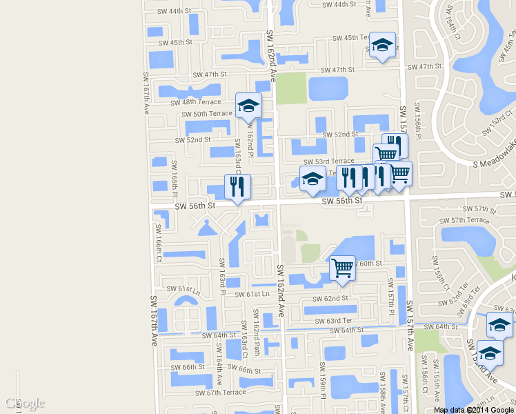 map of restaurants, bars, coffee shops, grocery stores, and more near 404 Miller Road in Miami