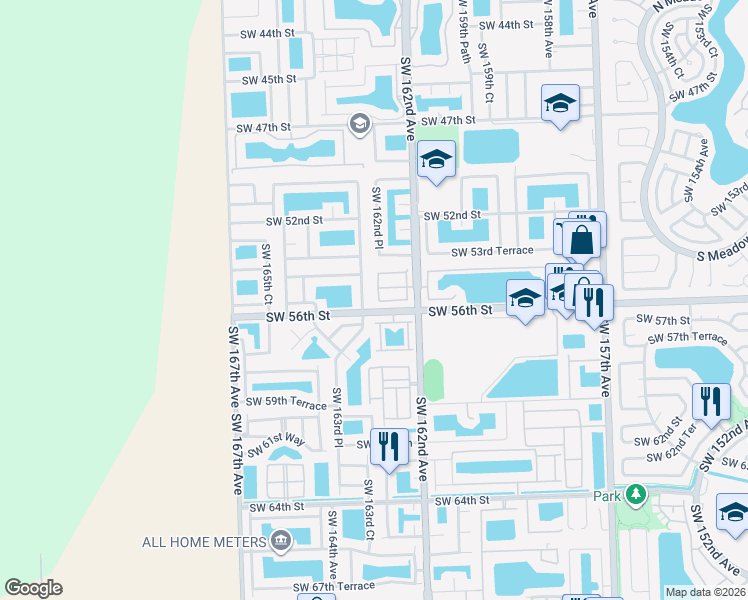 map of restaurants, bars, coffee shops, grocery stores, and more near 404 Miller Road in Miami