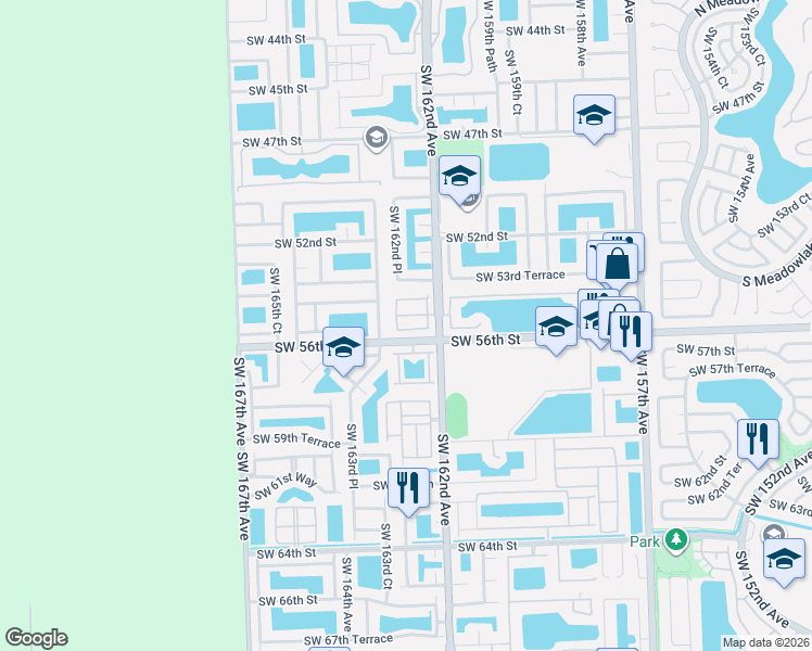 map of restaurants, bars, coffee shops, grocery stores, and more near 404 Miller Road in Miami