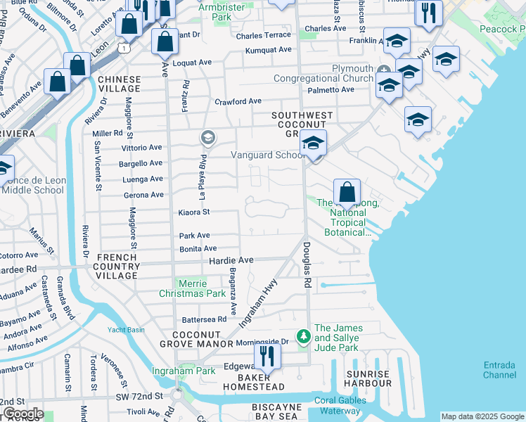 map of restaurants, bars, coffee shops, grocery stores, and more near 3944 Little Avenue in Miami