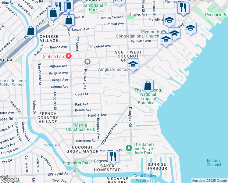 map of restaurants, bars, coffee shops, grocery stores, and more near 3853 Little Avenue in Miami