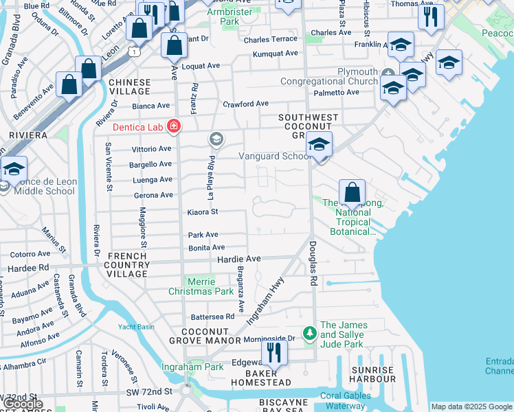 map of restaurants, bars, coffee shops, grocery stores, and more near 3944 Little Avenue in Miami