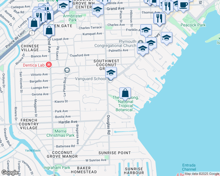 map of restaurants, bars, coffee shops, grocery stores, and more near in Miami