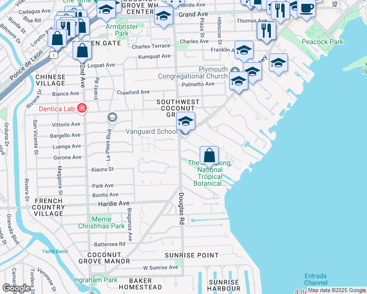map of restaurants, bars, coffee shops, grocery stores, and more near 3959 Southwest 37th Avenue in Miami