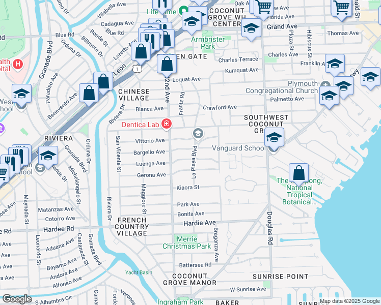 map of restaurants, bars, coffee shops, grocery stores, and more near 4086 El Prado Boulevard in Miami