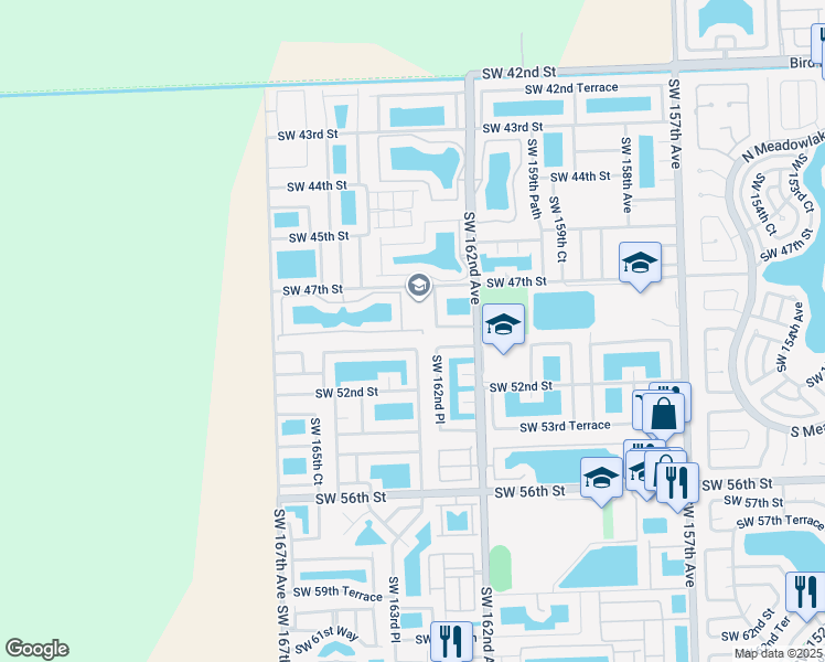 map of restaurants, bars, coffee shops, grocery stores, and more near 4824 Southwest 163rd Place in Miami