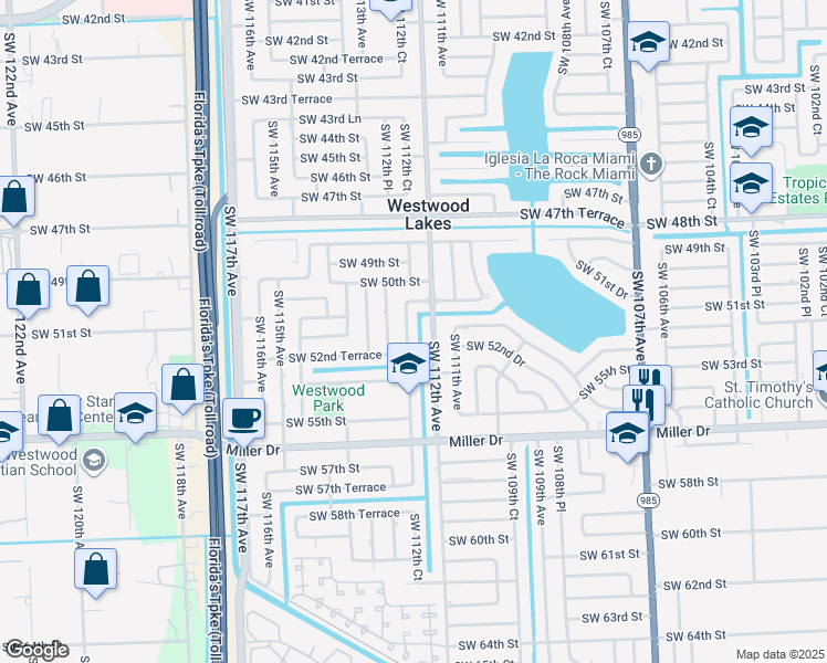 map of restaurants, bars, coffee shops, grocery stores, and more near 5125 Southwest 112th Court in Miami