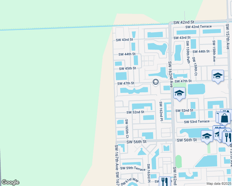 map of restaurants, bars, coffee shops, grocery stores, and more near 4812 Southwest 166th Court in Miami