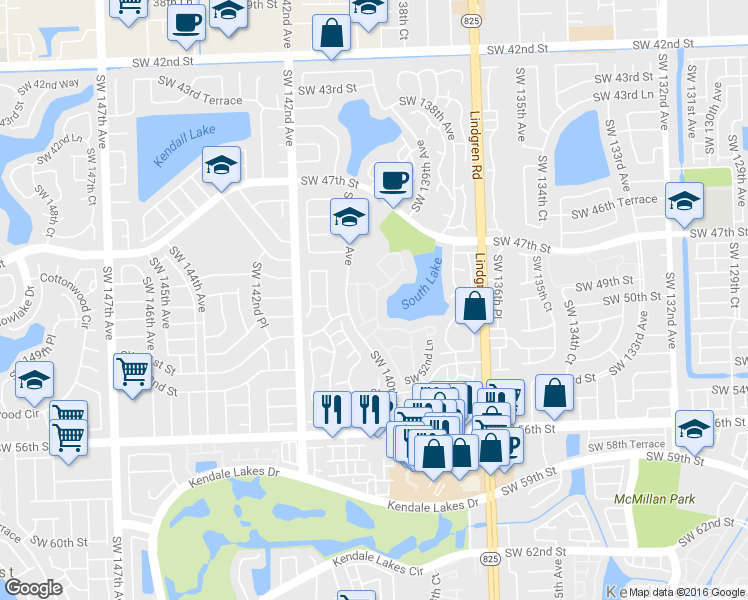 map of restaurants, bars, coffee shops, grocery stores, and more near 5026 Southwest 139th Court in Miami