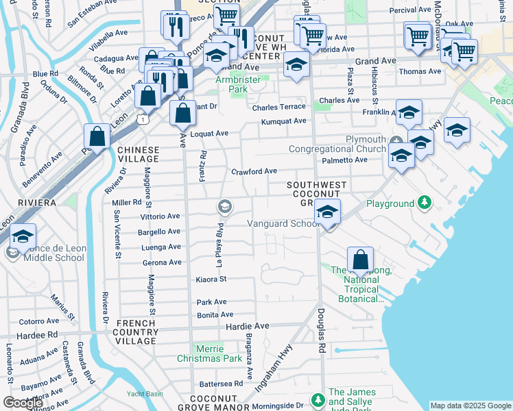 map of restaurants, bars, coffee shops, grocery stores, and more near 4000 Ensenada Avenue in Miami
