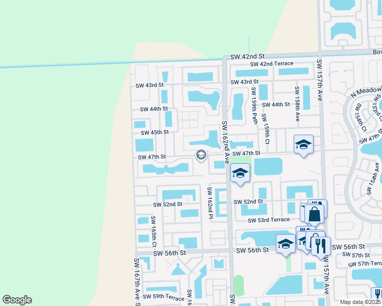 map of restaurants, bars, coffee shops, grocery stores, and more near 16354 SW 46th Terrace in Miami